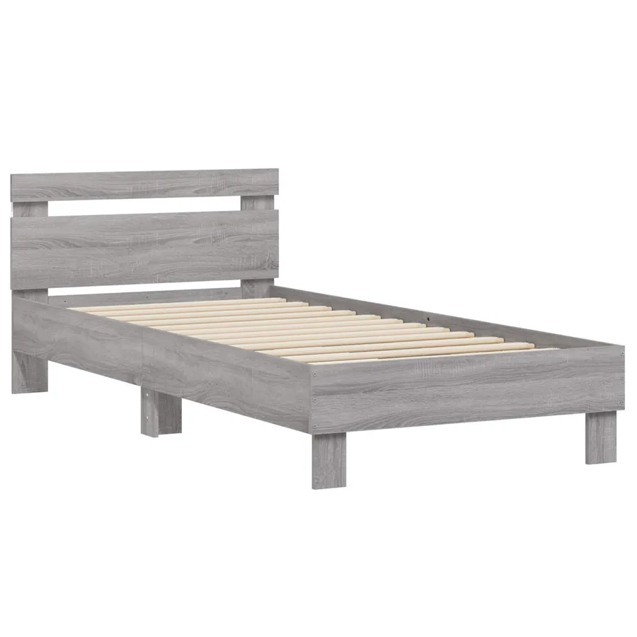 Cadre de lit avec LED Sonoma gris 80 x 200 cm Bois d'ingénierie - 4