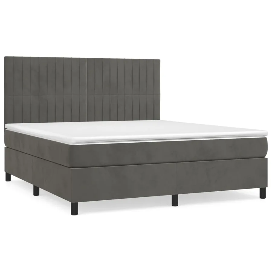 Sommier à lattes de lit et matelas Gris foncé 160x200cm Velours - 2