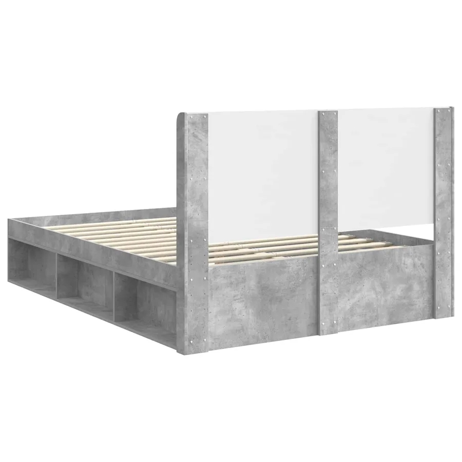 Cadre de lit avec rangement et tête de lit Gris béton - 7