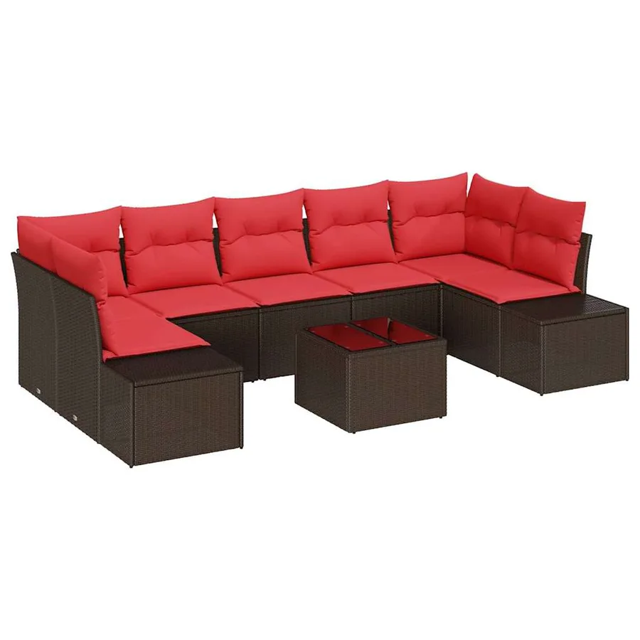 Ensemble de canapé de jardin 8 pcs Marron polyrotin - 2