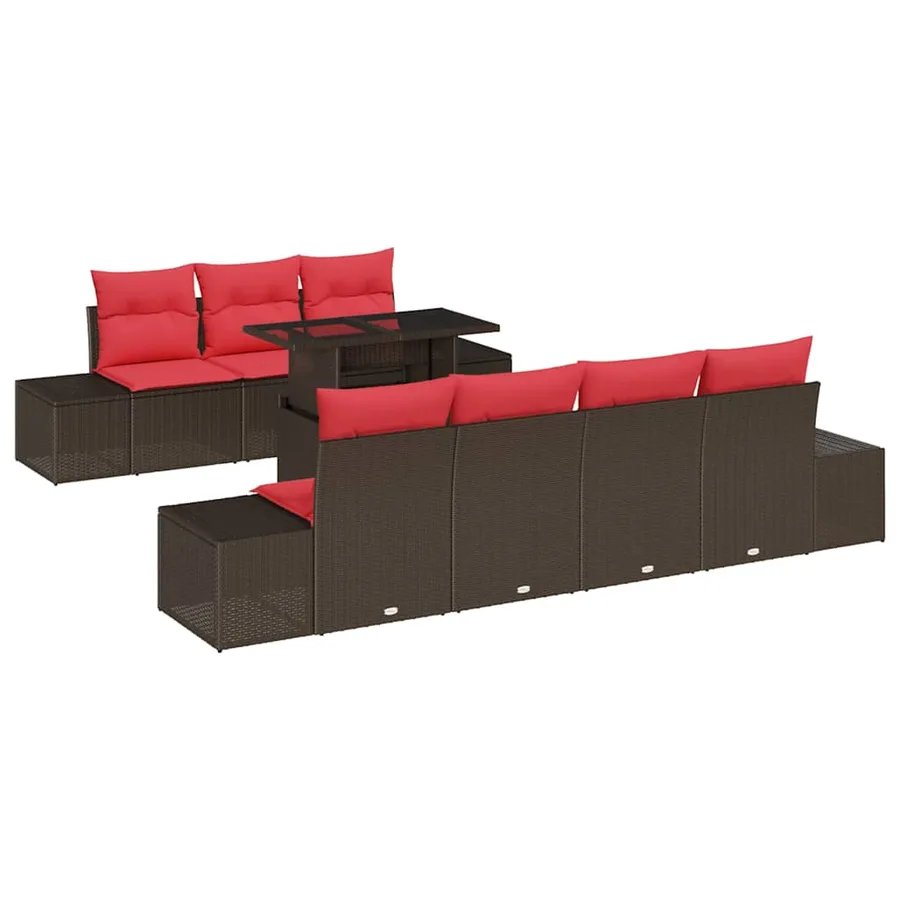 Ensemble de Canapés 8 pcs Marron et rouge polyrotin - 2