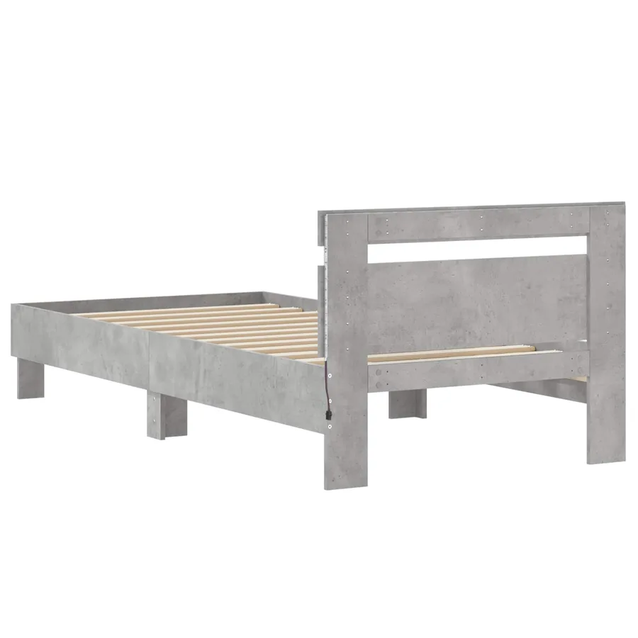 Cadre de lit avec LED Gris béton 80 x 200 cm Bois d'ingénierie - 7