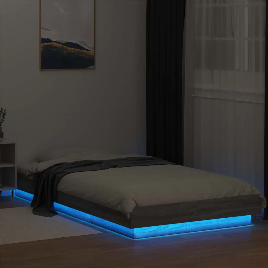 Cadre de lit avec LED Sonoma gris 80 x 200 cm Bois d'ingénierie - 3