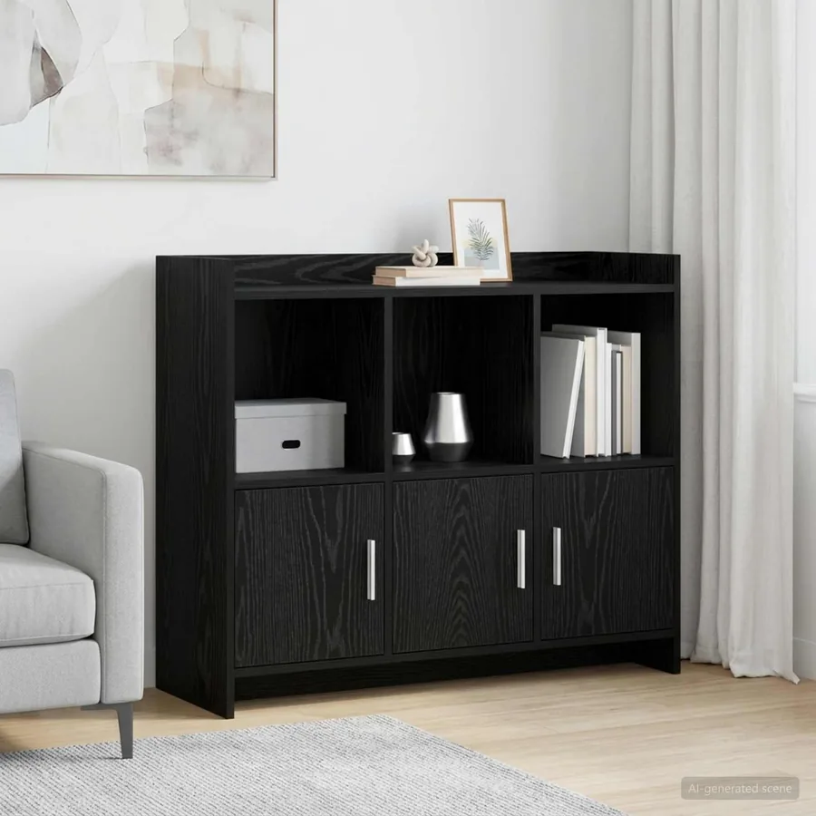 Buffet Chêne noir 98,5 x 33 x 80 cm Bois d'ingénierie
