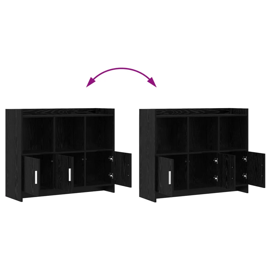 Buffet Chêne noir 98,5 x 33 x 80 cm Bois d'ingénierie - 9