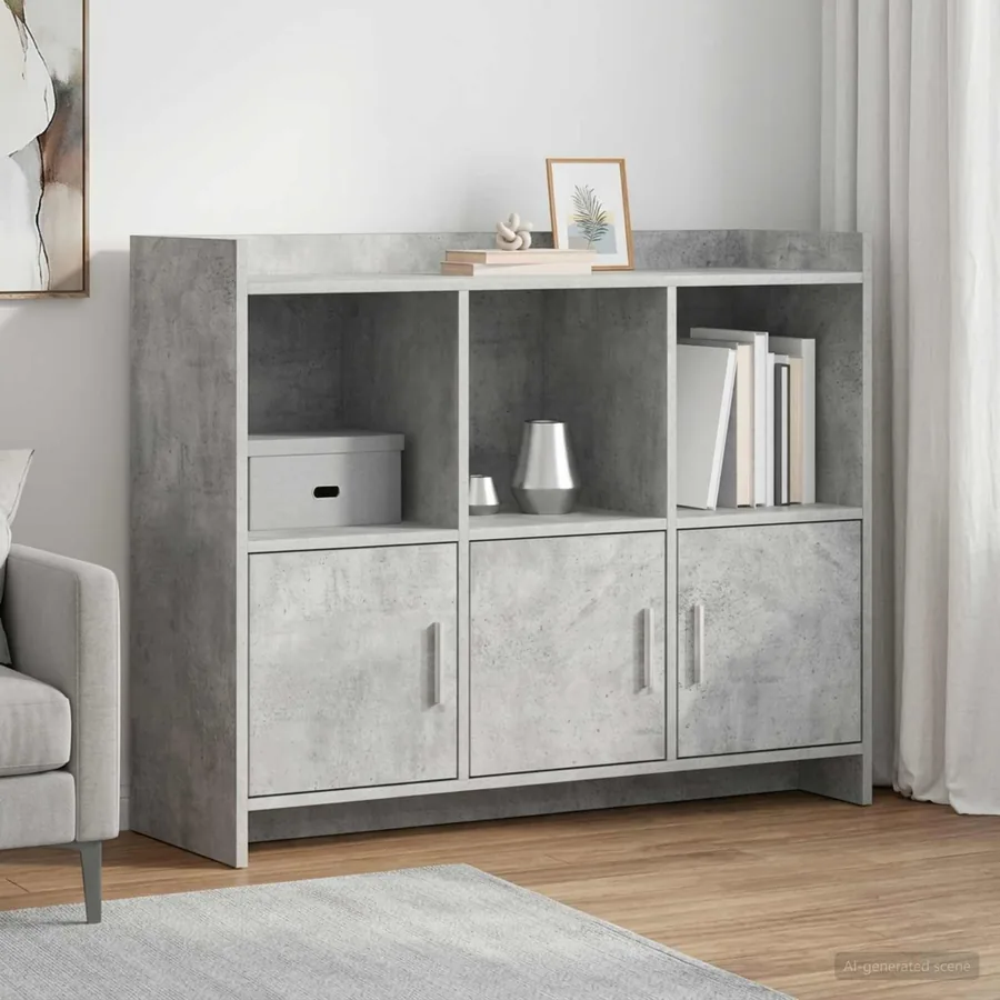 Buffet Gris béton 98,5 x 33 x 80 cm Bois d'ingénierie
