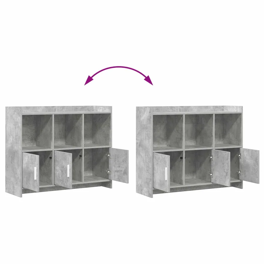 Buffet Gris béton 98,5 x 33 x 80 cm Bois d'ingénierie - 9