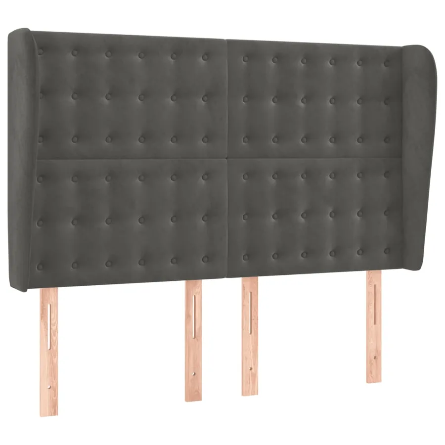 Tête de lit avec oreilles Gris foncé 147x23x118/128 cm Velours - 2