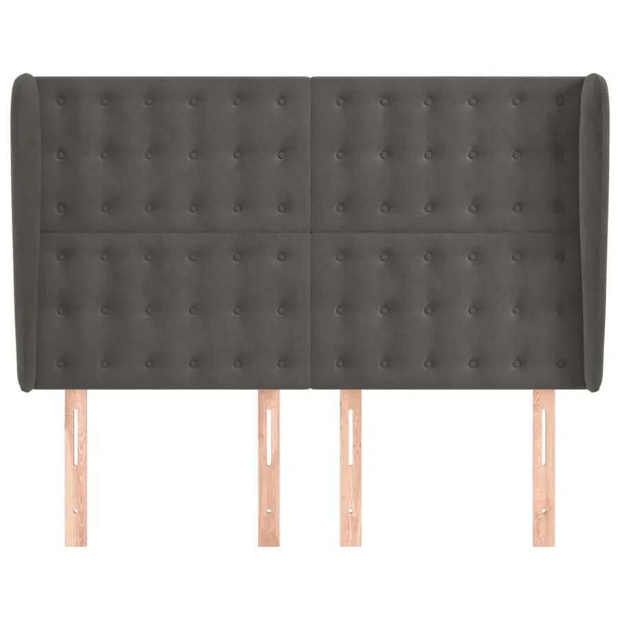 Tête de lit avec oreilles Gris foncé 147x23x118/128 cm Velours - 3