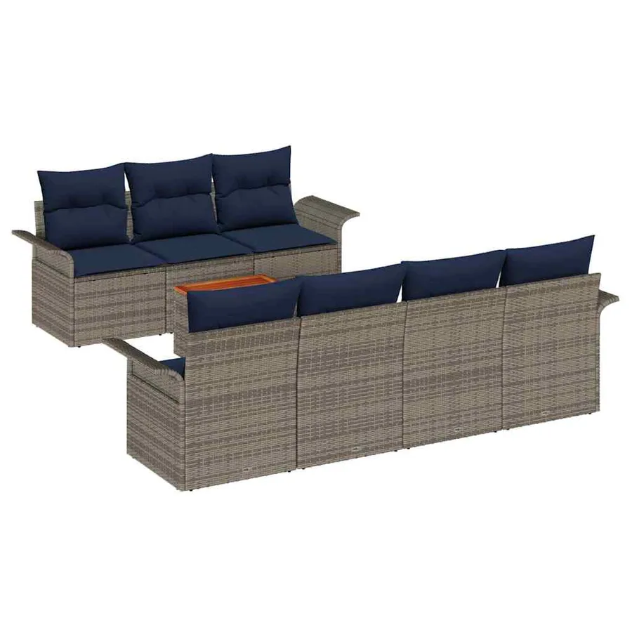 Ensemble de canapé de jardin avec coussin 8 pcs Gris polyrotin - 2