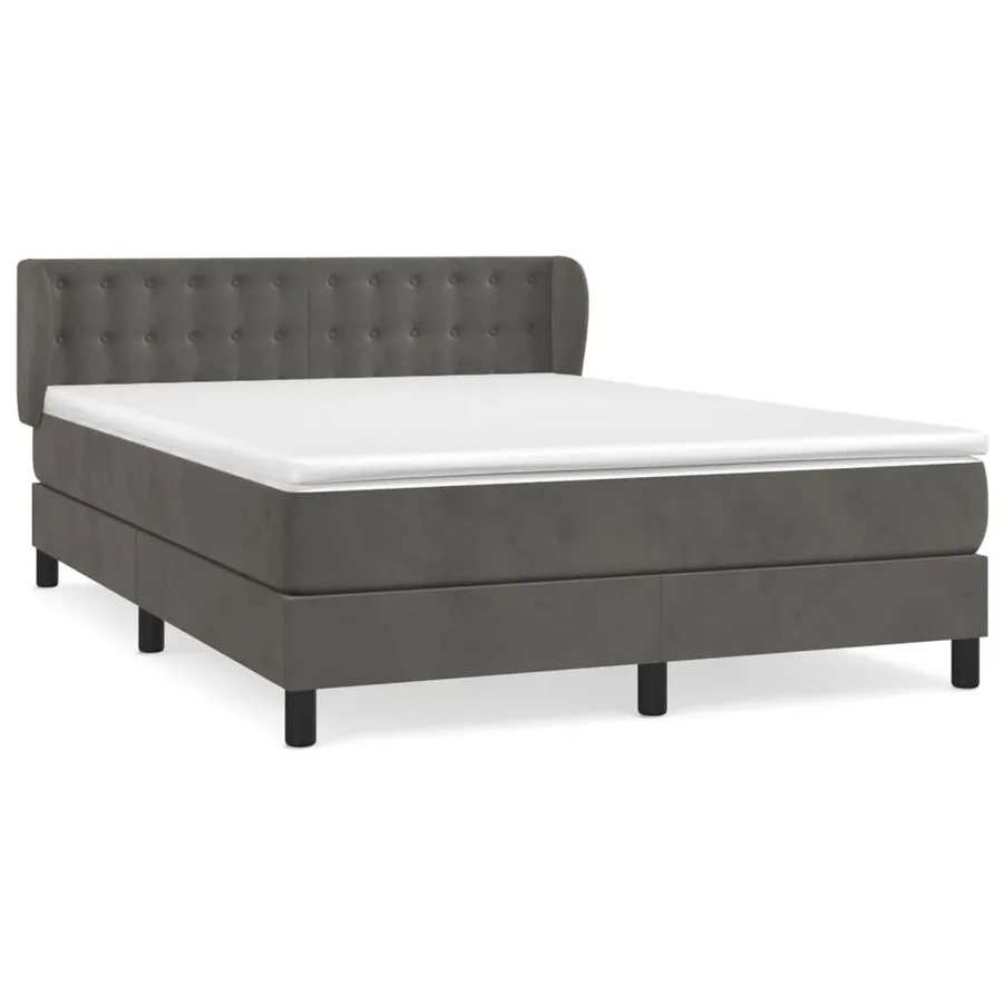 Sommier à lattes de lit et matelas Gris foncé 140x190cm Velours - 2