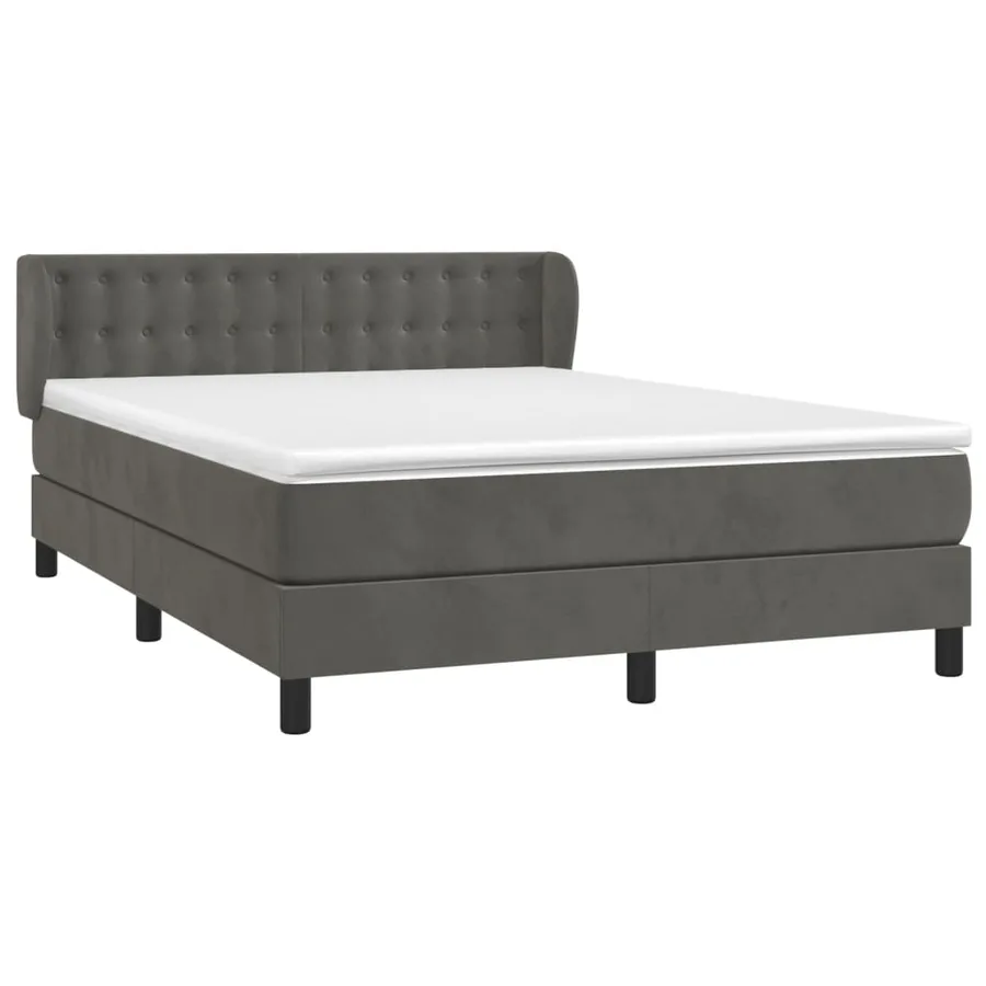 Sommier à lattes de lit et matelas Gris foncé 140x190cm Velours - 3
