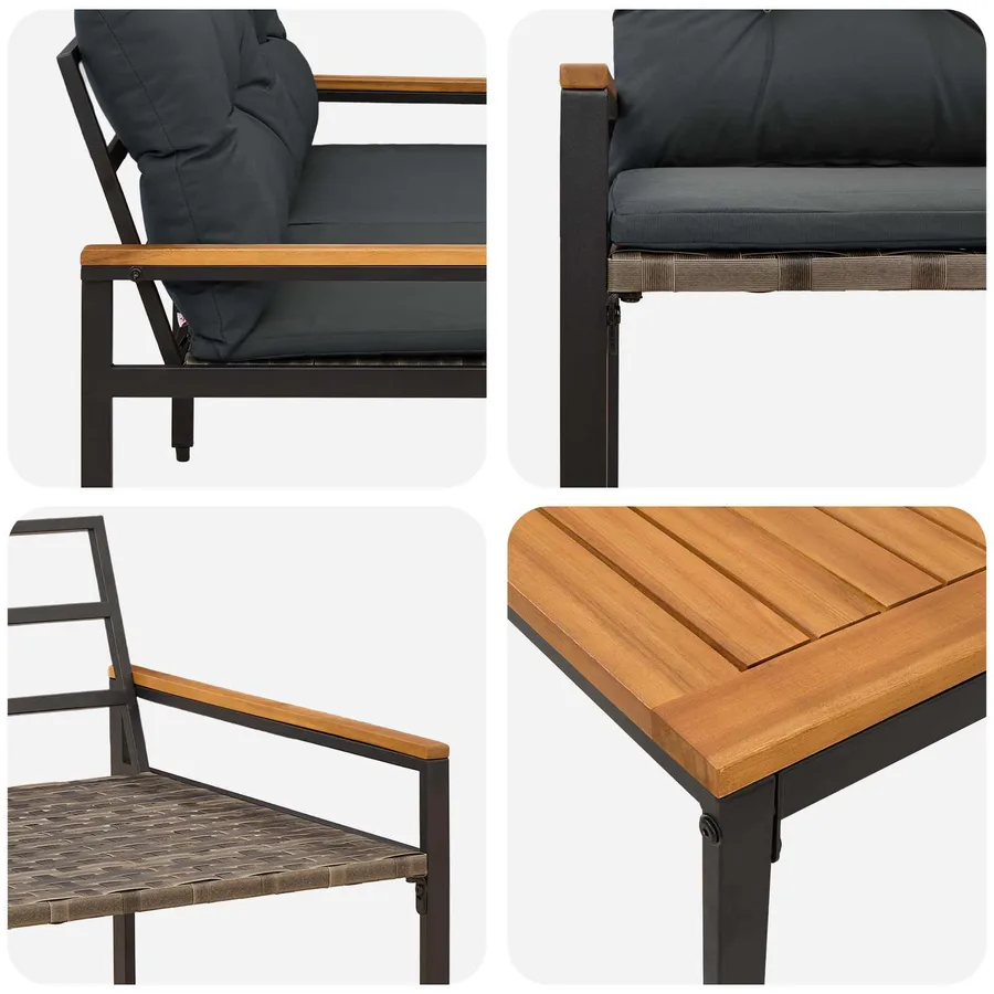 Ensemble de meubles d'extérieur 4 pcs Gris foncé polyrotin - 10