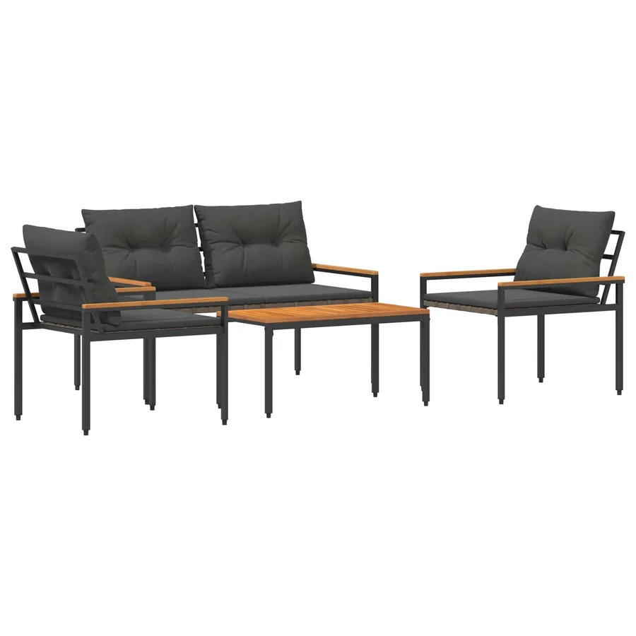 Ensemble de meubles d'extérieur 4 pcs Gris foncé polyrotin - 2