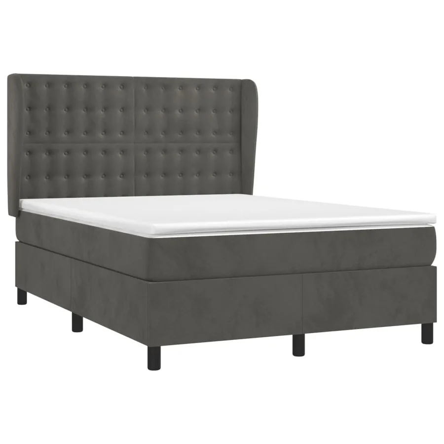 Sommier à lattes de lit et matelas Gris foncé 140x190cm Velours - 3