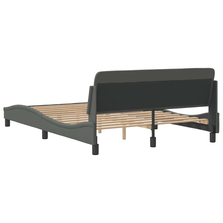 Cadre de lit Dover gris foncé 137x190 cm tissu - 6