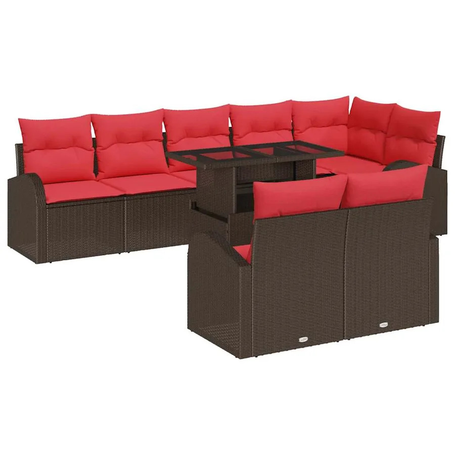 Ensemble de canapé de jardin 9 pcs Marron Poly rotin - 2