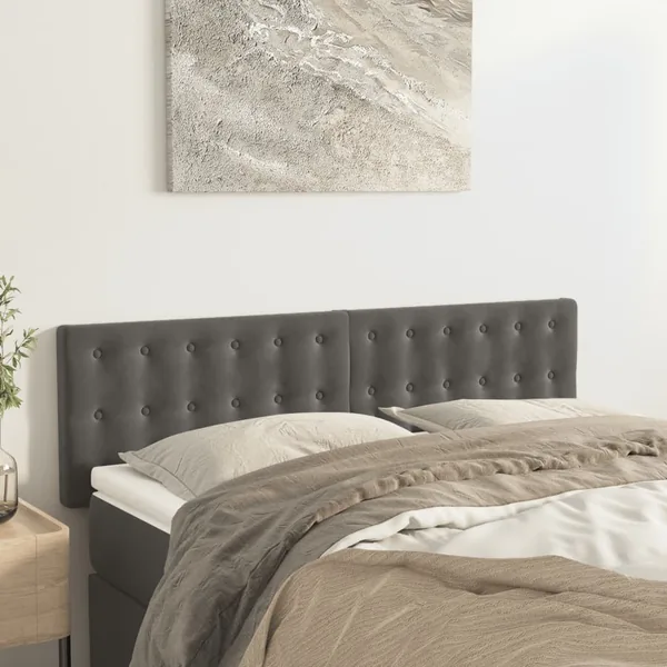 Têtes de lit Gris foncé 144x5x78/88 cm Velours