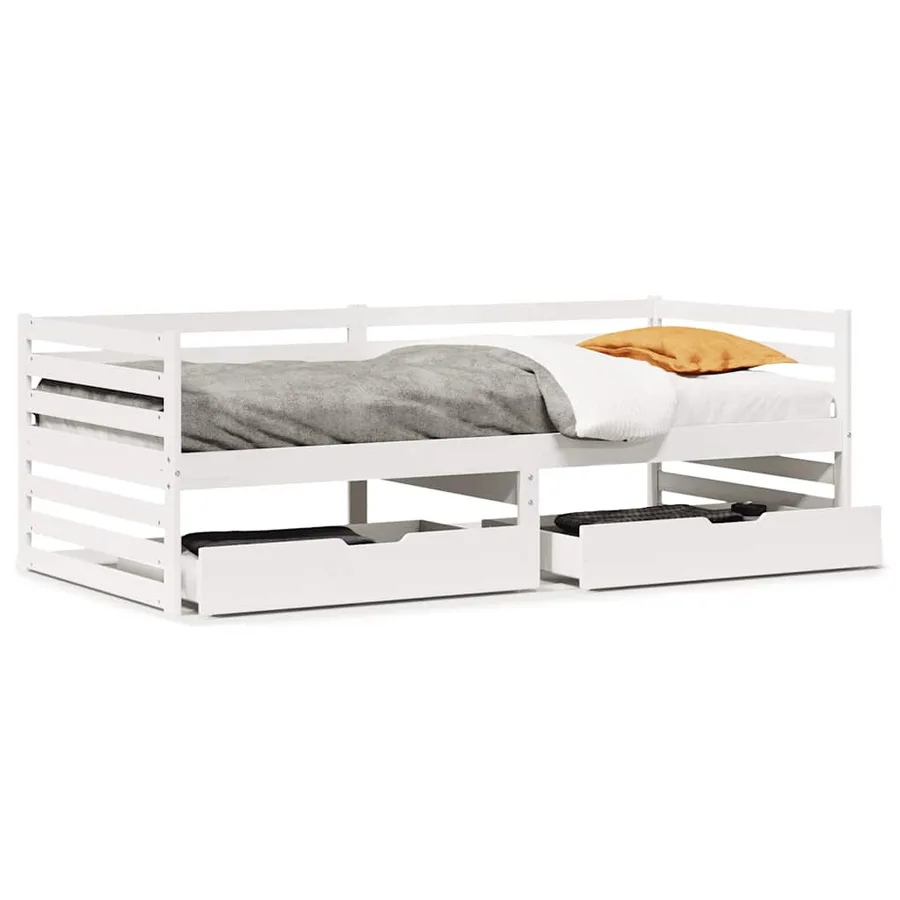 Lit de jour et tiroirs sans matelas blanc 90x200 cm bois massif - 2