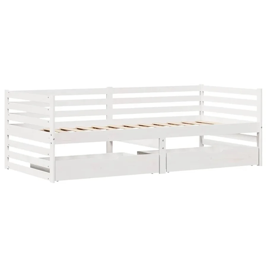 Lit de jour et tiroirs sans matelas blanc 90x200 cm bois massif - 3
