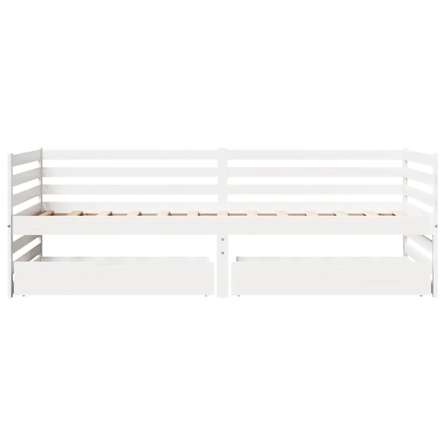 Lit de jour et tiroirs sans matelas blanc 90x200 cm bois massif - 4