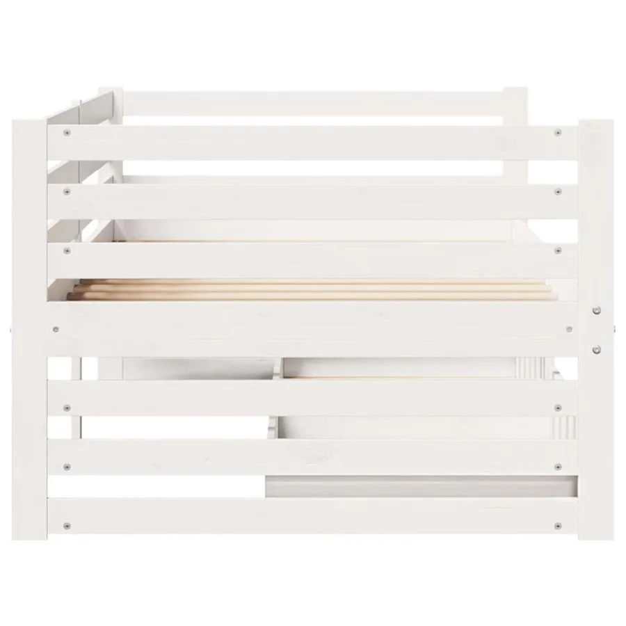 Lit de jour et tiroirs sans matelas blanc 90x200 cm bois massif - 7