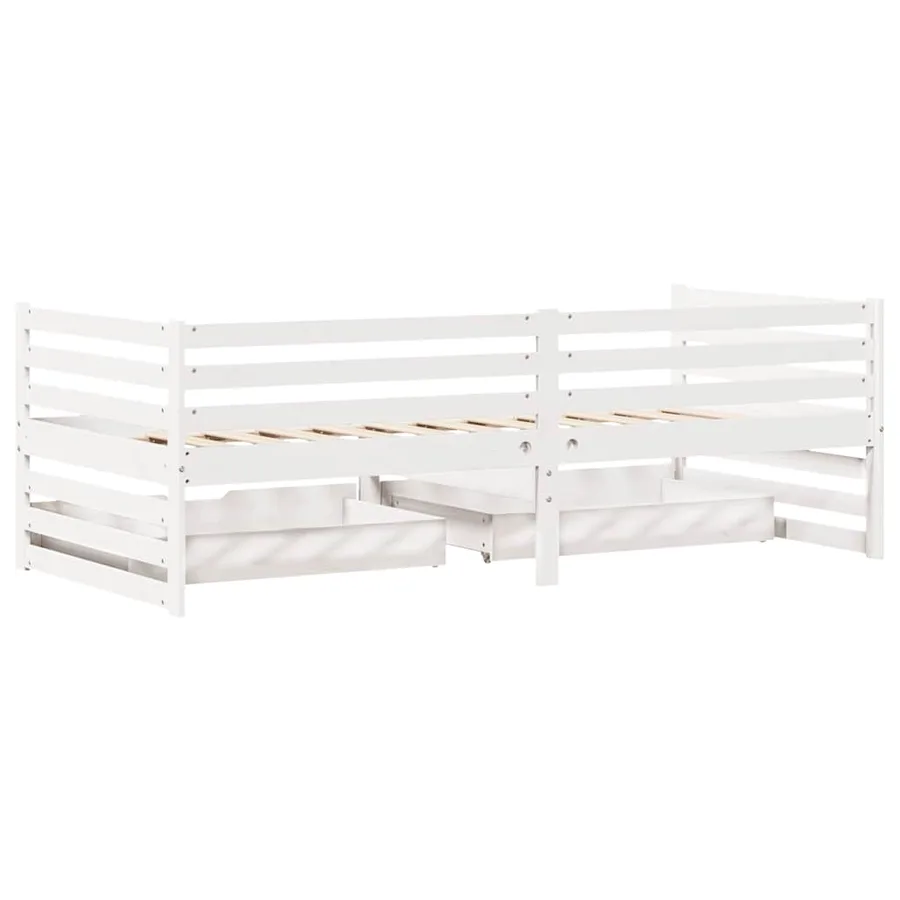 Lit de jour et tiroirs sans matelas blanc 90x200 cm bois massif - 8