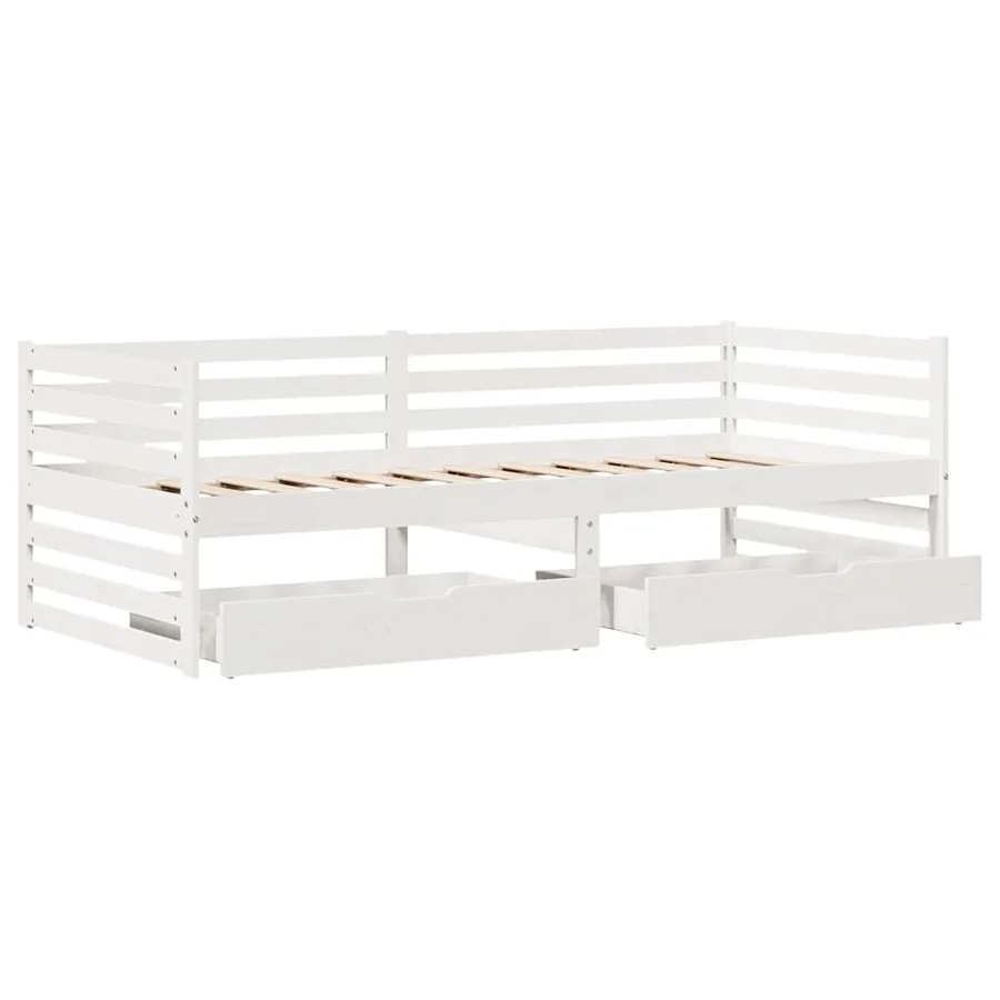 Lit de jour et tiroirs sans matelas blanc 90x200 cm bois massif - 9