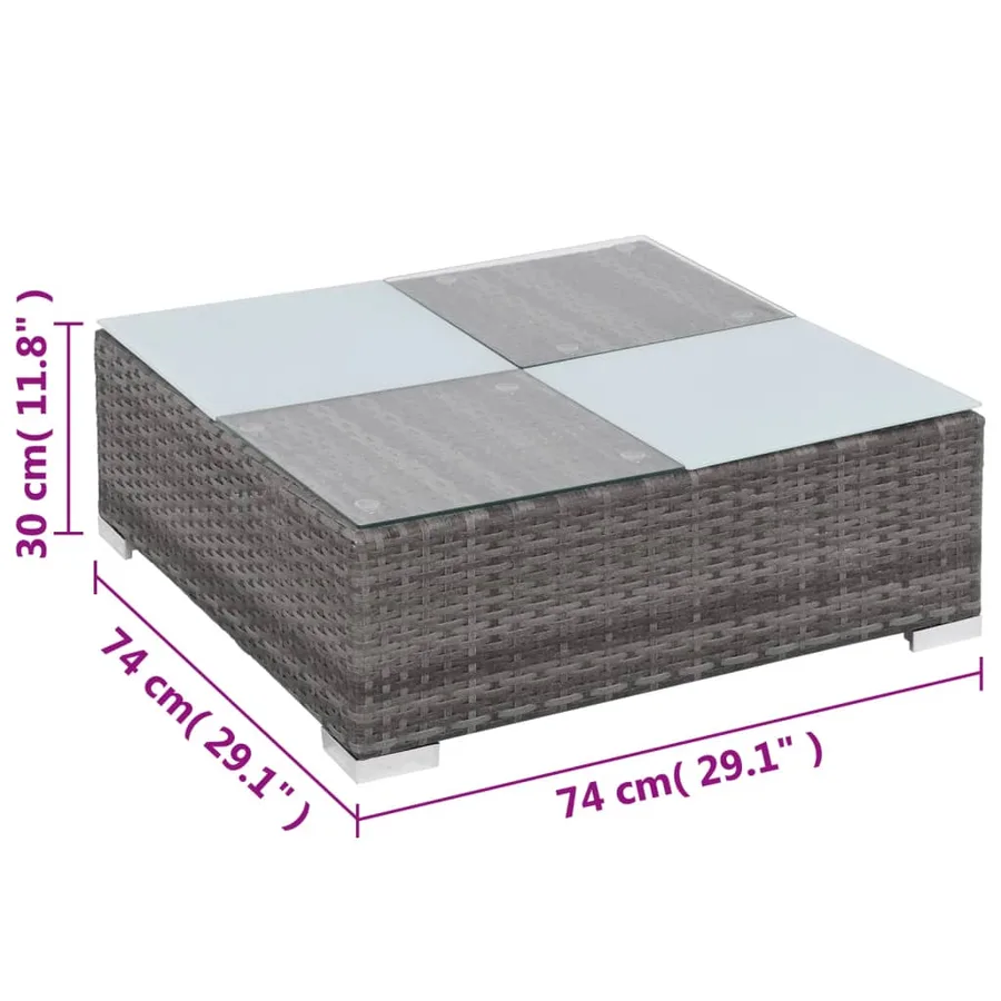Salon de jardin 8 pcs avec coussins résine tressée gris - 14