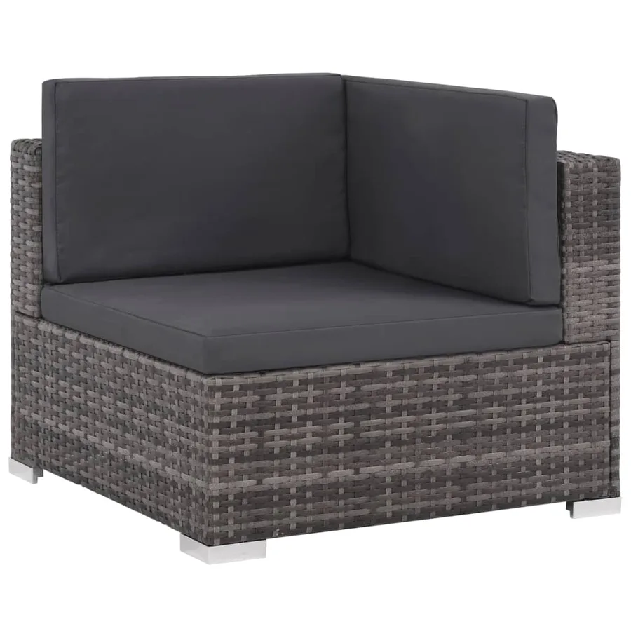 Salon de jardin 8 pcs avec coussins résine tressée gris - 5