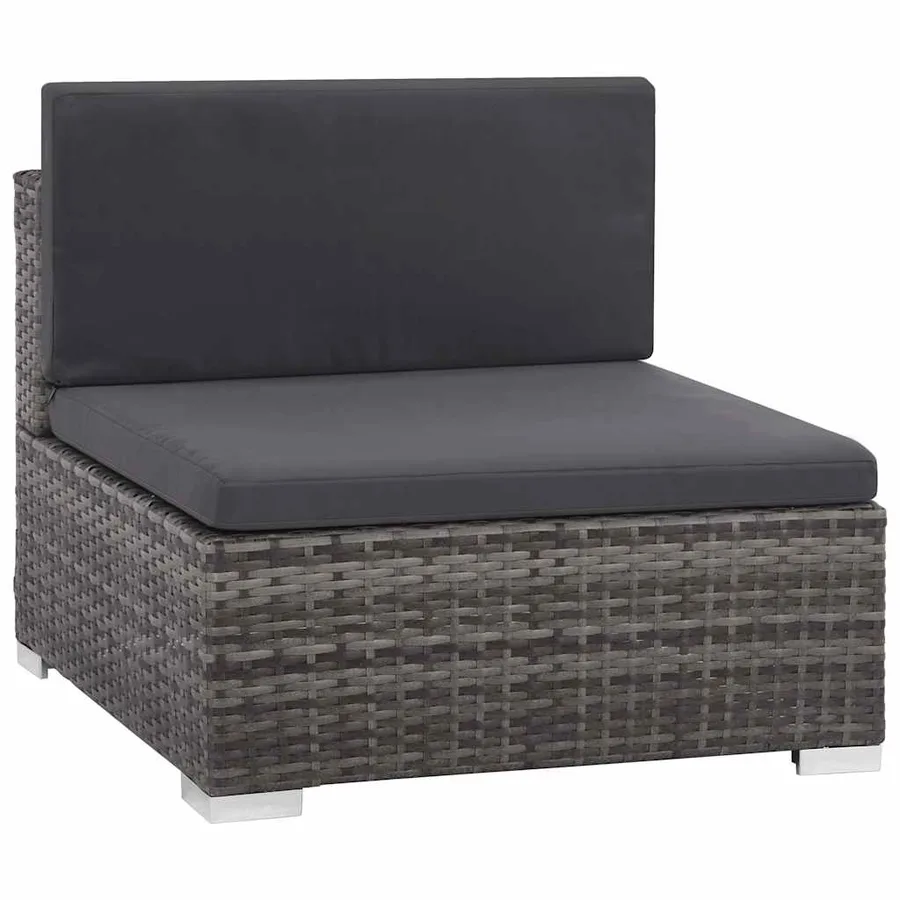 Salon de jardin 8 pcs avec coussins résine tressée gris - 7