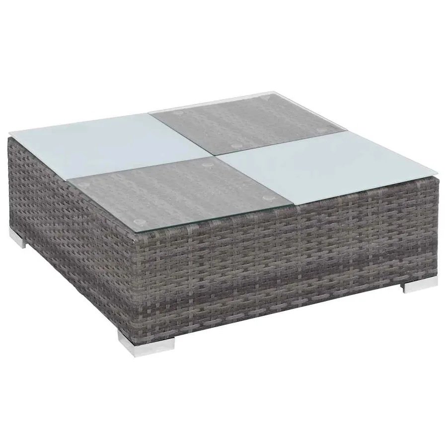 Salon de jardin 8 pcs avec coussins résine tressée gris - 9