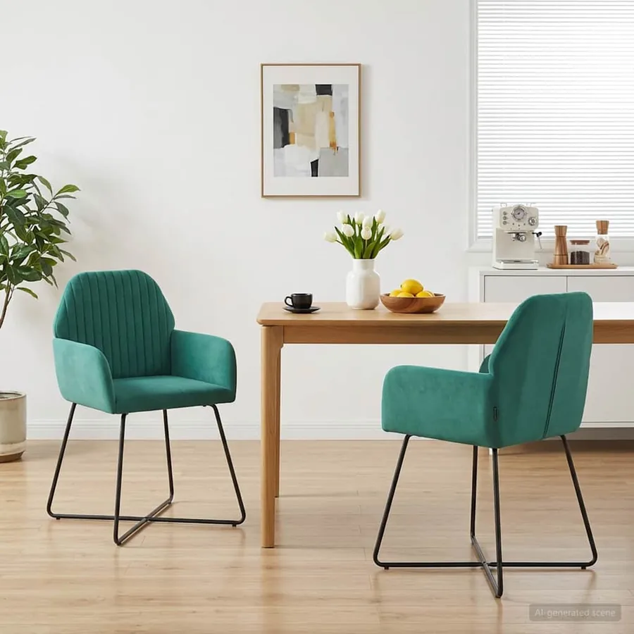 Chaises de salle à manger 2 pcs Velours Turquoise