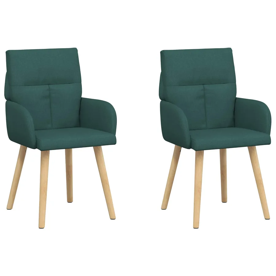 Chaises de salle à manger 2 pcs Tissu Vert foncé - 2