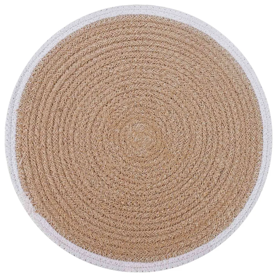 Placemets en jute 4 pcs Naturel et Blanc Ø 30 cm - 2