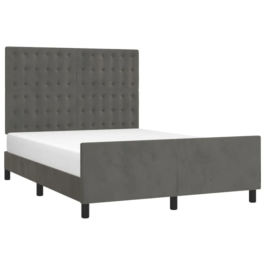 Cadre de lit sans matelas gris foncé 140x200 cm velours - 3