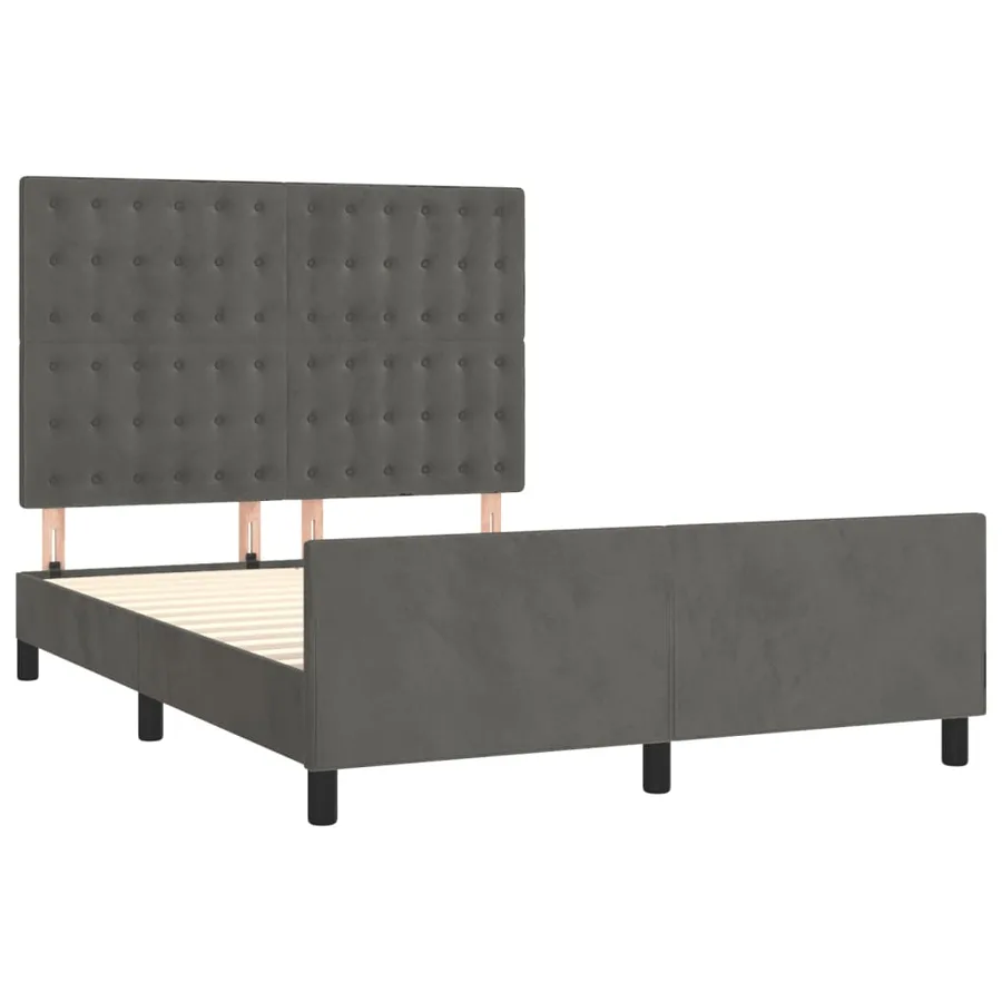 Cadre de lit sans matelas gris foncé 140x200 cm velours - 4