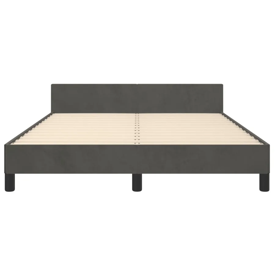 Cadre de lit sans matelas gris foncé 140x200 cm velours - 6