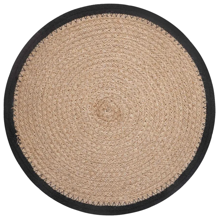 Placemets en jute 6 pcs Naturel et noir Ø 30 cm - 2