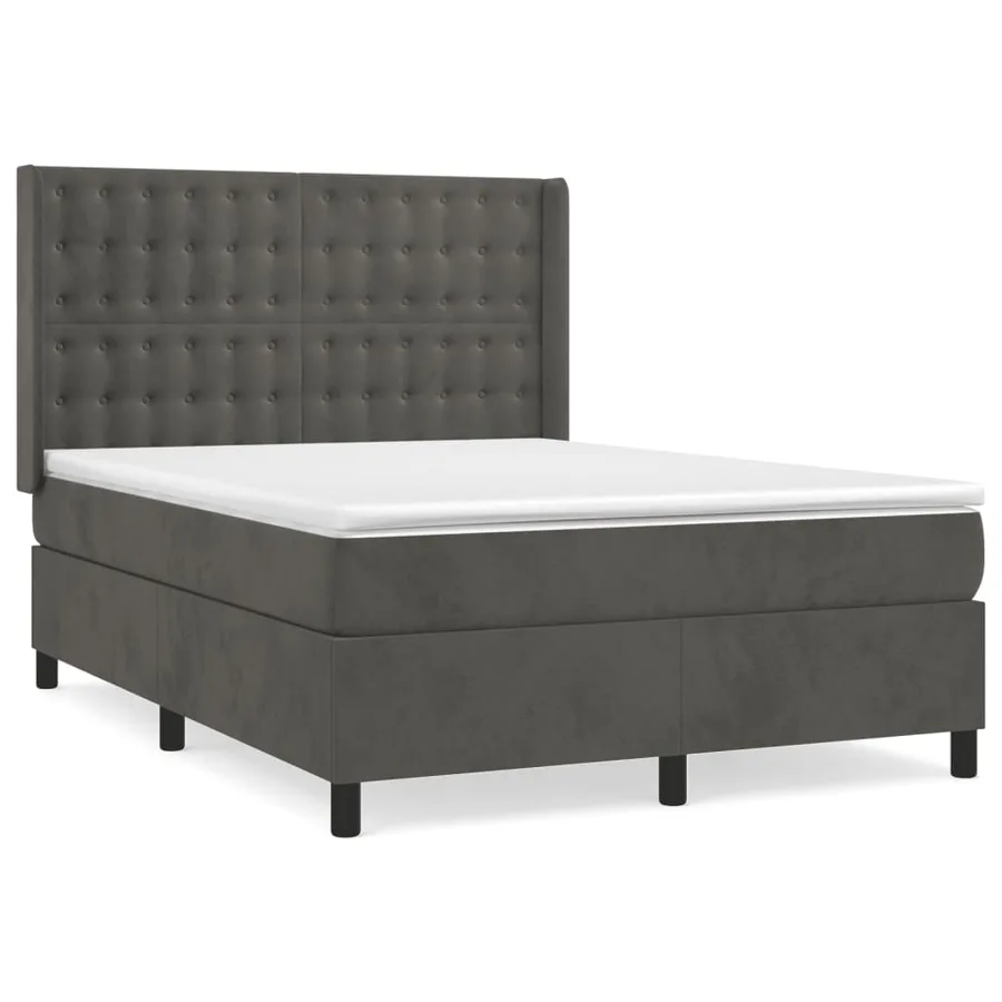 Sommier à lattes de lit et matelas Gris foncé 140x190cm Velours - 2