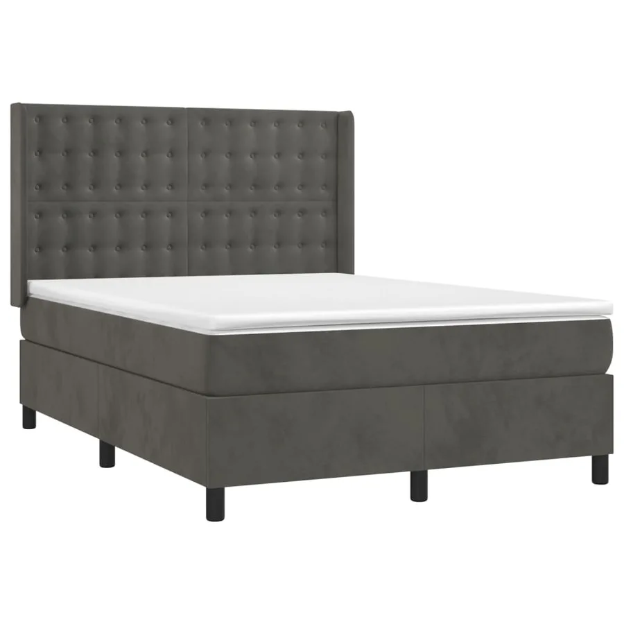Sommier à lattes de lit et matelas Gris foncé 140x190cm Velours - 3