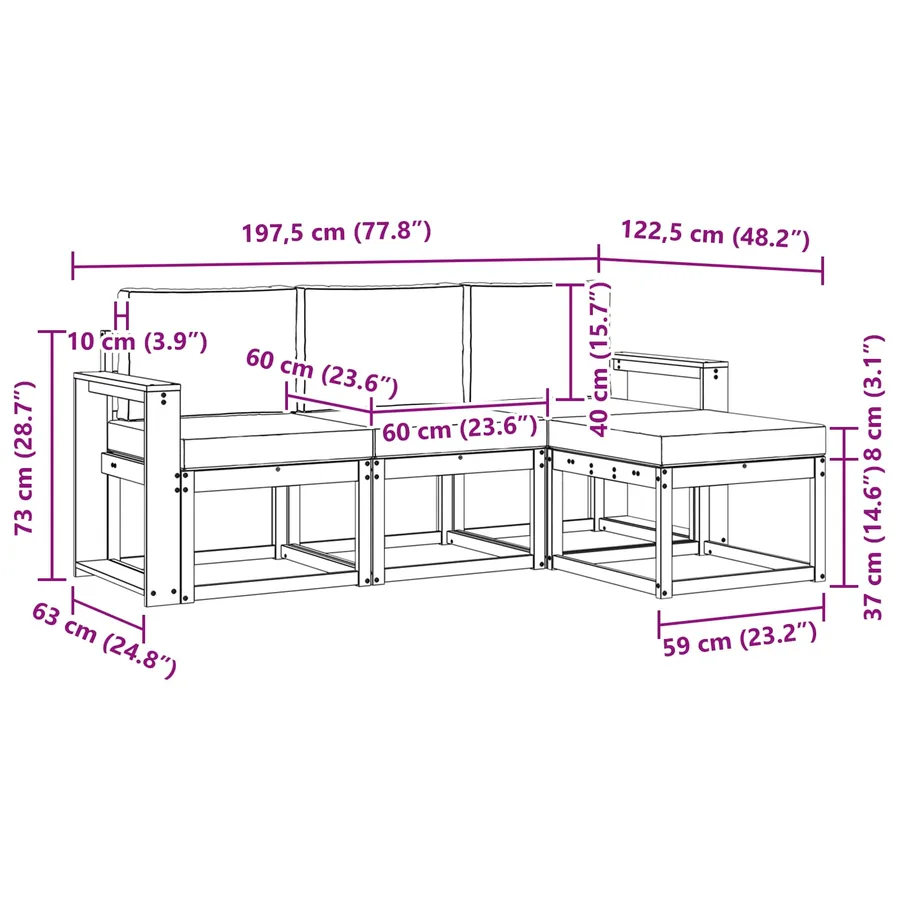Ensemble de canapés d'extérieur 4 pcs - 6