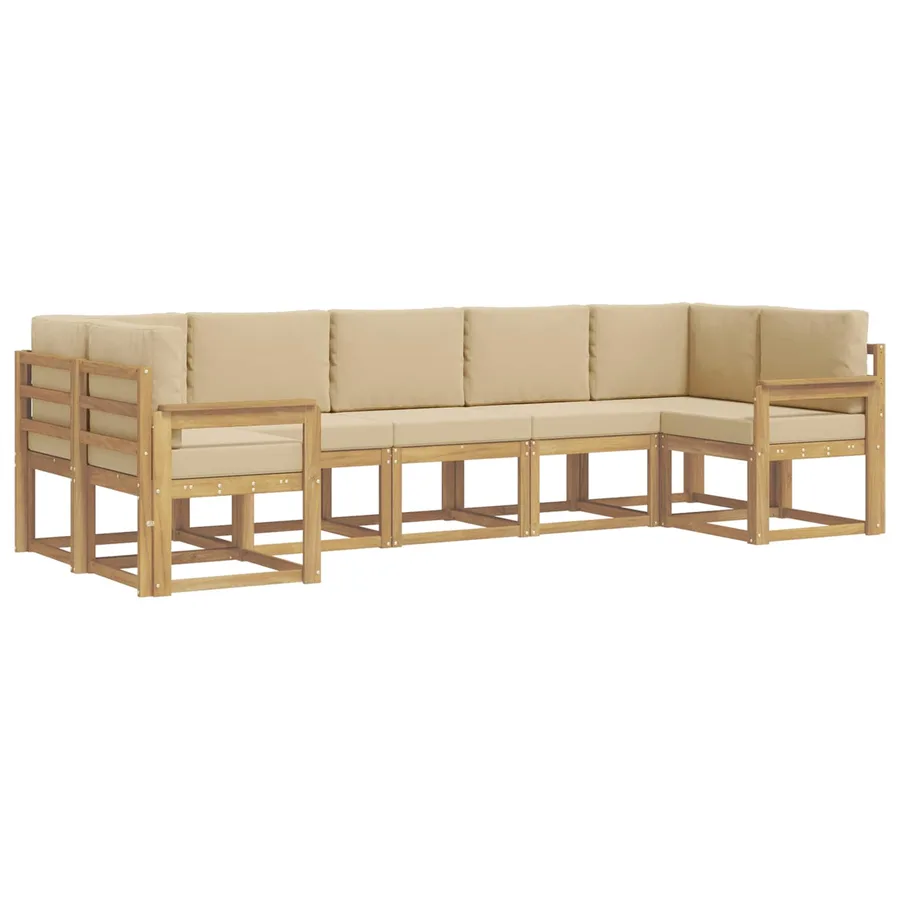 Ensemble de canapés d'extérieur 7 pc Blanc et Beige - 2
