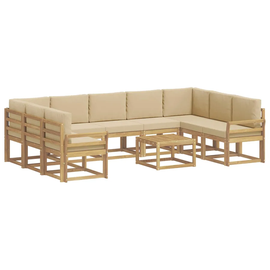 Ensemble de canapés d'extérieur 10 pcs Blanc et Beige - 2