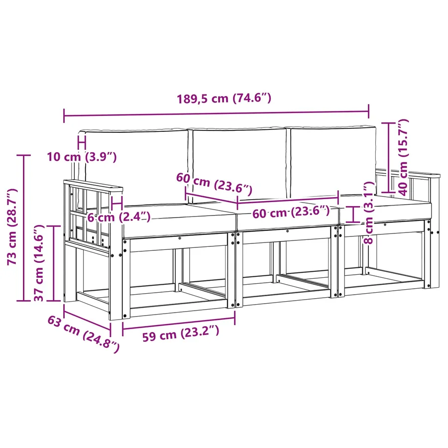 Ensemble de canapés d'extérieur 3 pcs - 6