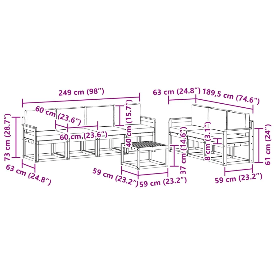 Ensemble de canapés d'extérieur 7 pcs - 7