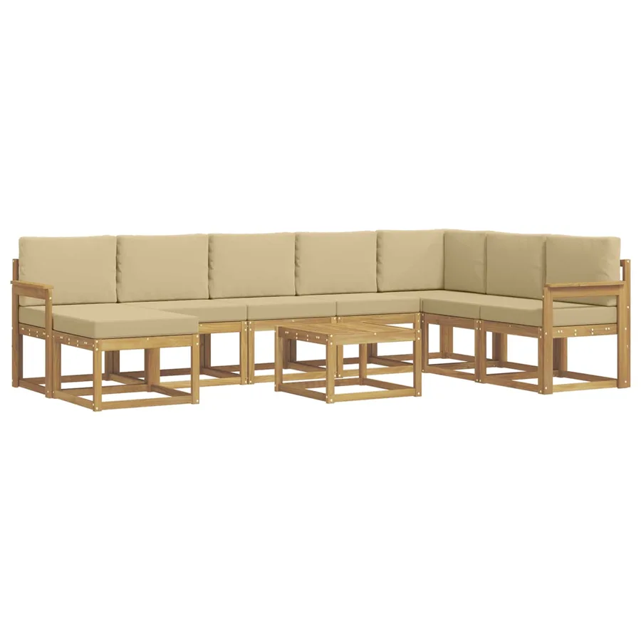 Ensemble de canapés d'extérieur 9 pcs Blanc et Beige - 2