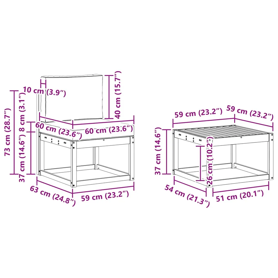 Ensemble de canapés d'extérieur 6 pcs - 8