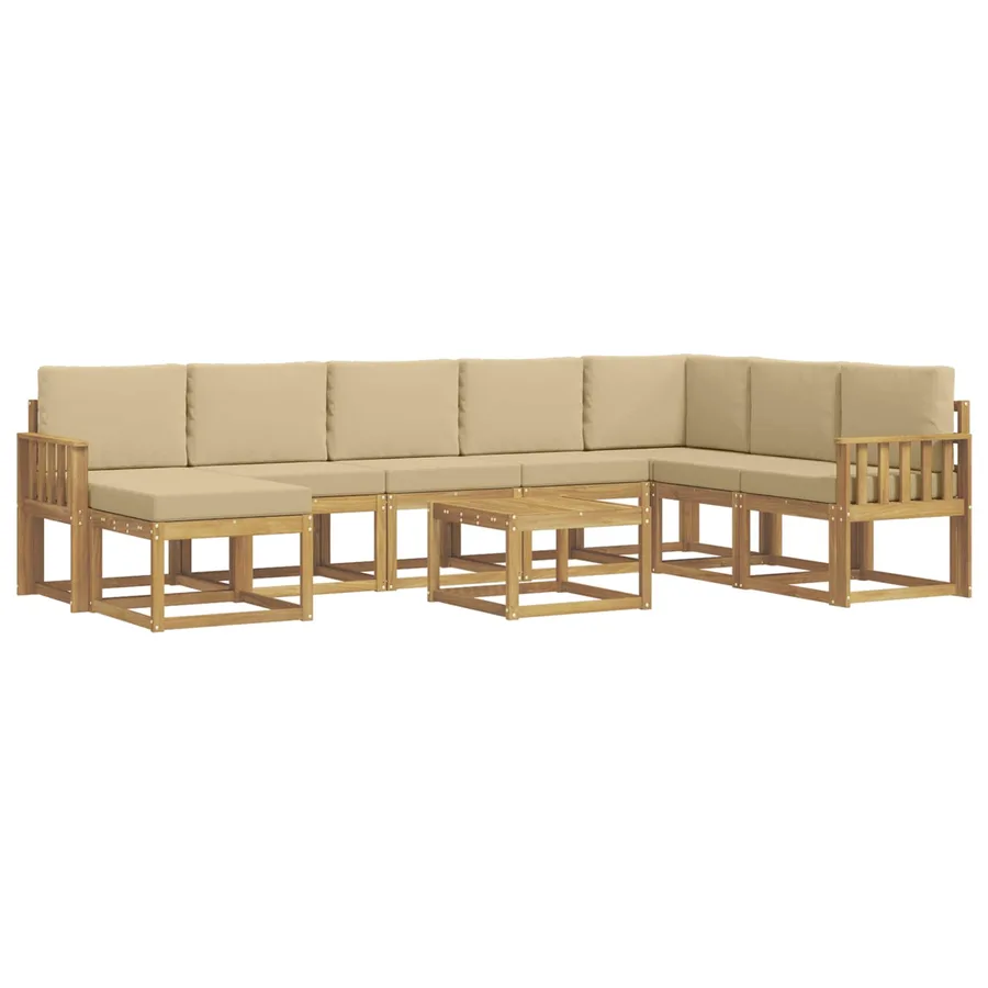 Ensemble de canapés d'extérieur 9 pcs Blanc et Beige - 2