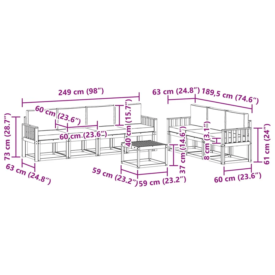 Ensemble de canapés d'extérieur 7 pcs - 7